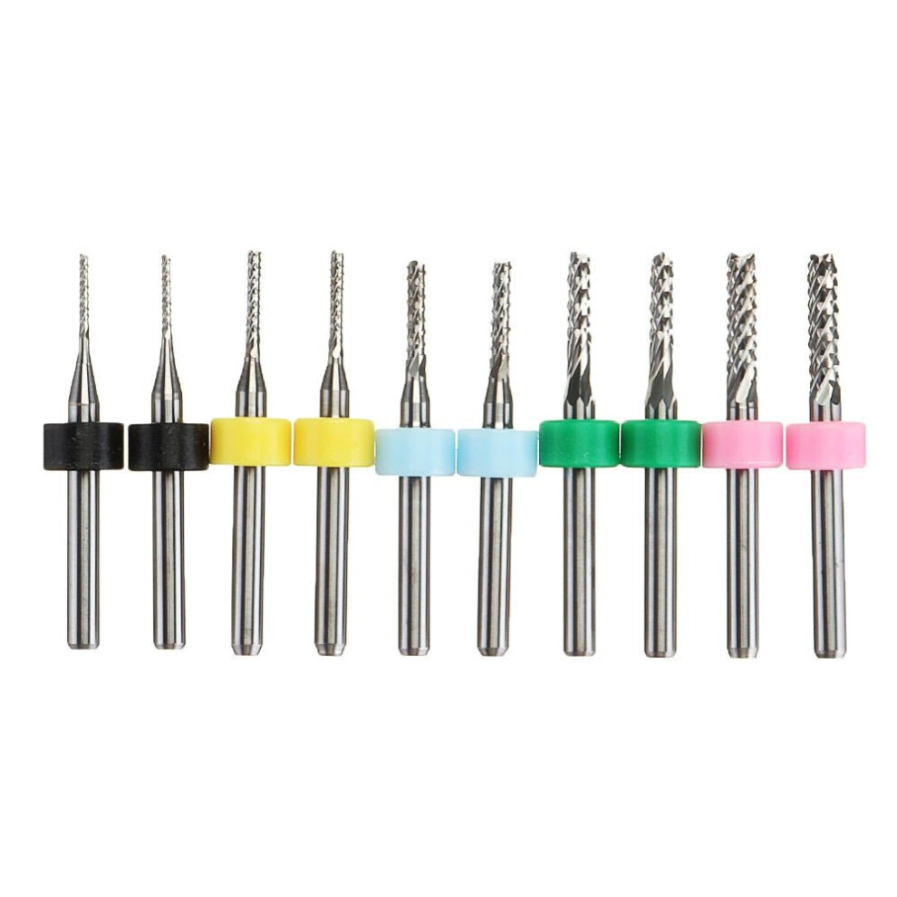 10Pcs 1.0-3.0mm End Mill Engraving Milling Cutter with Stop Ring Carbide Bits PCB Drill Bit Set