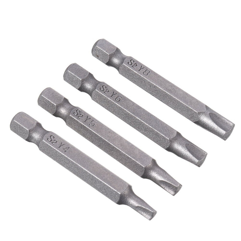 4pcs/set Magnetic Y Shaped Screwdriver Bit Hex Shank Y4/5/6/8