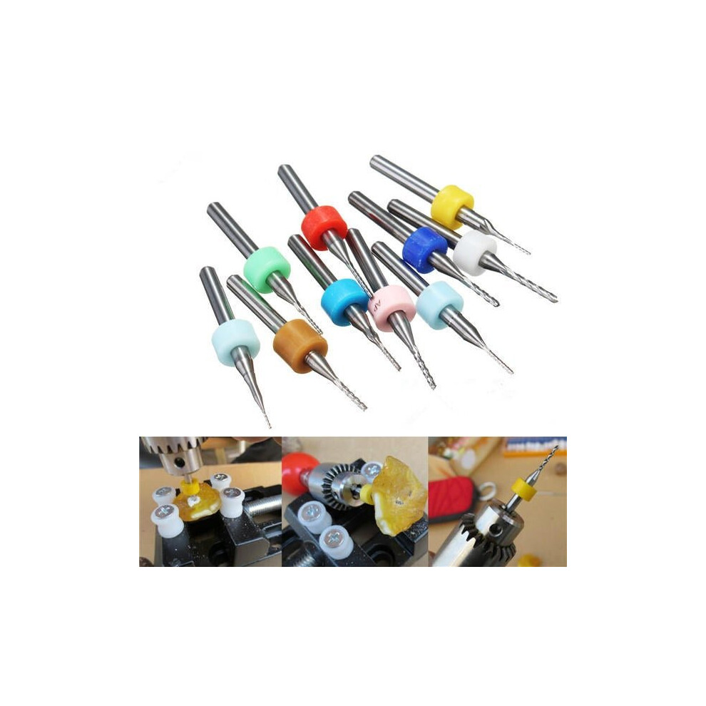 10Pcs 0.5-1.4Mm Carbide End Mill Set Pcb Cutter 3.175Mm Shank Cnc Engraving Bit 6112211912936