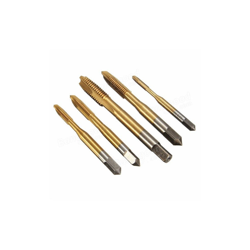 5Pcs M3-M8 Hss Spiral Point Tap Straight Flute Metric Titanium Machine Screw 3654659282910