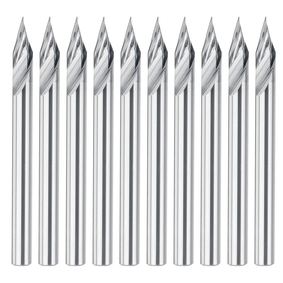 10Pcs 3.175Mm Shank Engraving Bit End Milling Cutter 30 Degrees Tip 0.2Mm Carbide 3D Milling Bit Carving 6112211913643