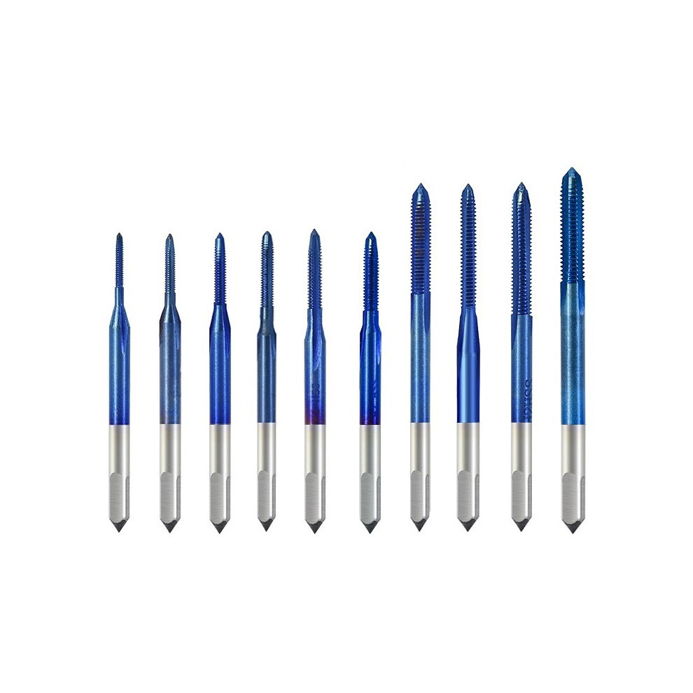 10Pcs Blue Nano Thread Tap M1-M3.5 HSS Metric Plug Tap Screw Tap Drill Machine Tap