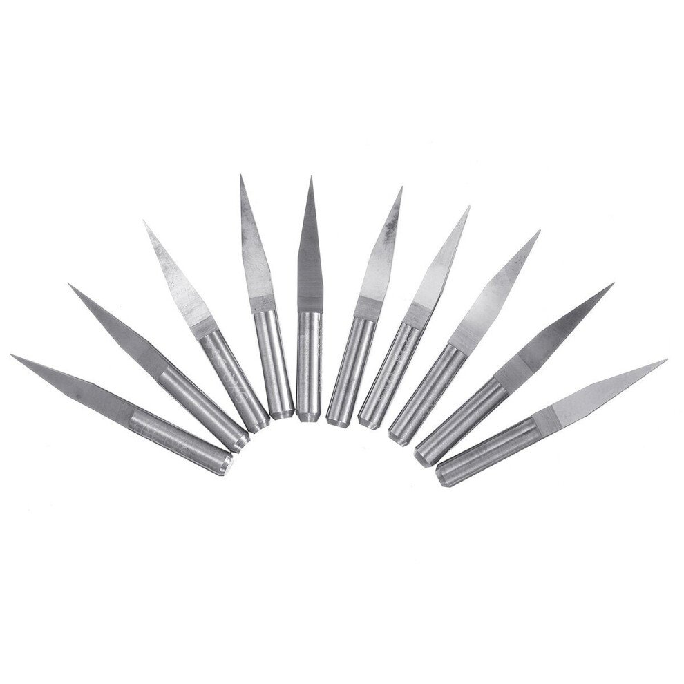 20pcs 0.1mm 10/15/20/30 Degree 3.175mm Carbide PCB Engraving Bit CNC Router Tool