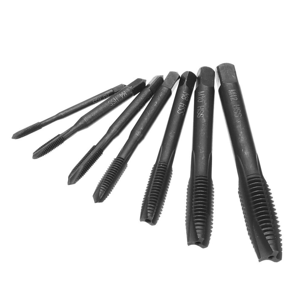 7Pcs M3-M12 Hss Nitriding Coated Screw Thread Tap Set Machine Thread Tap Drill 3654659058003
