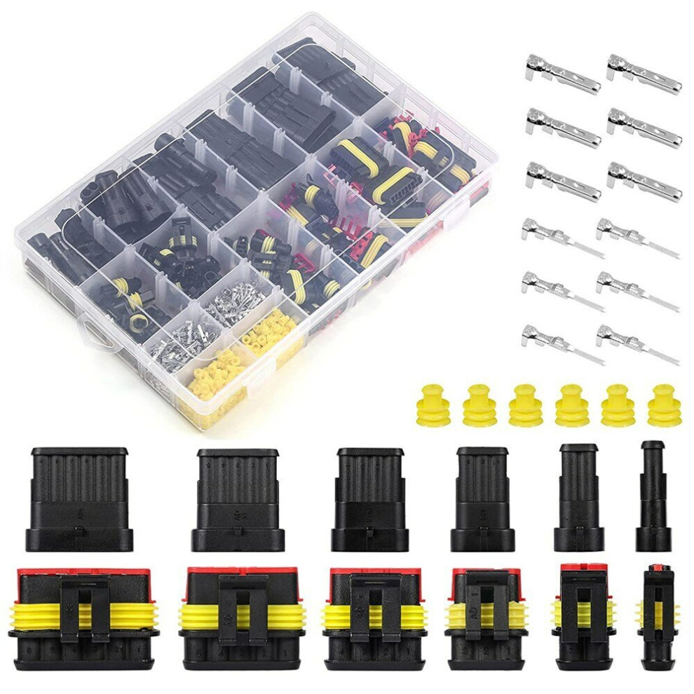 708Pcs Waterproof Automotive Electrical Connector Terminals Automotive Electrical Wire Connector Plug Kit 1/2/3/4/5/6 Pin Connectors Waterproof