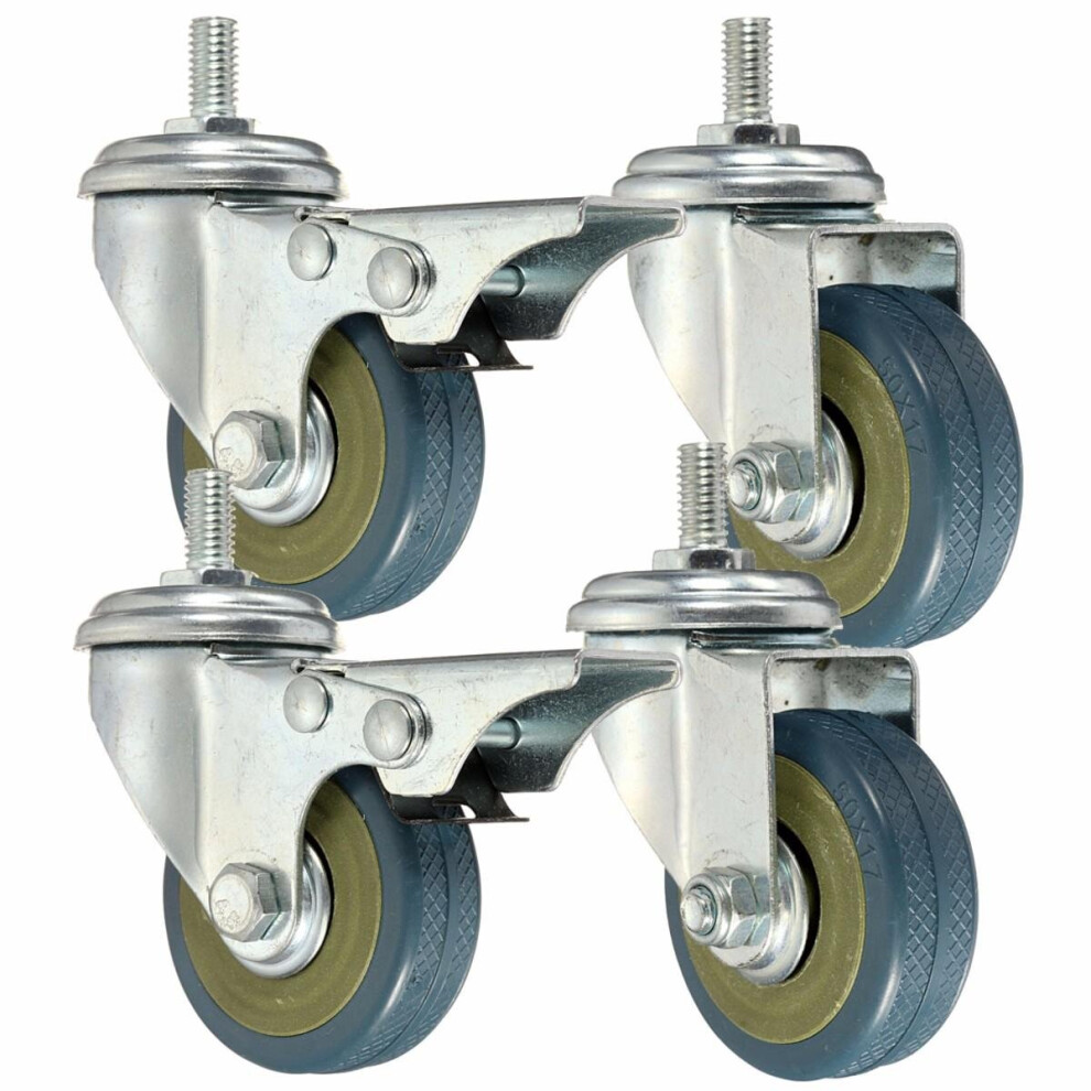 4Pcs Heavy Duty Rubber Swivel Castor Wheels Trolley Furniture Caster 3654659419248
