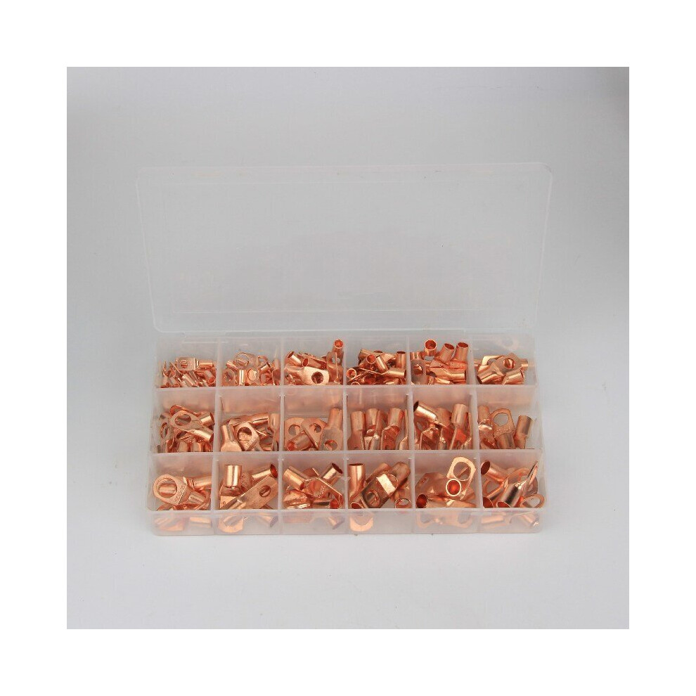 170pcs Copper Battery Cable Ends 12 Sizes Battery Wire Lugs Eyelets Tubular Ring Terminal Connectors SC Terminals for Automotive Supplies