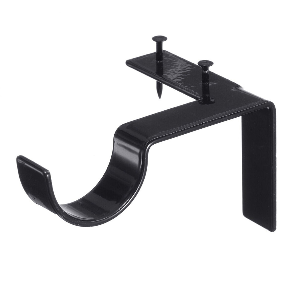 (Black) 2 Pairs Hang Curtain Rod Holders Bracket Into Window Frame Brackets