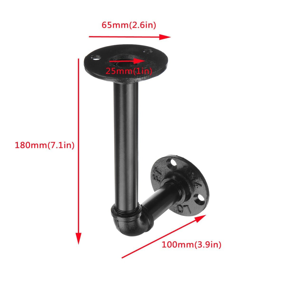 (130Mm) 1 Pair Of 70/130/180/210Mm Steel Pipe Shelf Bracket Holder Diy Pipe Shelf Brackets 3654659389947