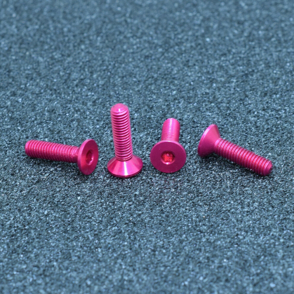 (Pink) 10Pcs M3x14mm Flat Countersunk Head Hex Socket Screw 7075 Aluminum Alloy Metric Bolt Screws