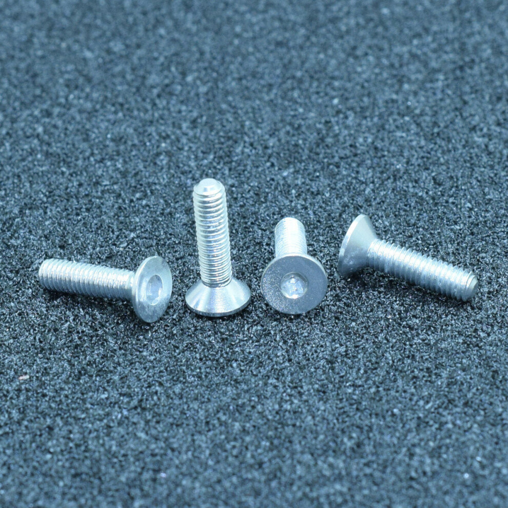 (Silver) 10Pcs M3x14mm Flat Countersunk Head Hex Socket Screw 7075 Aluminum Alloy Metric Bolt Screws