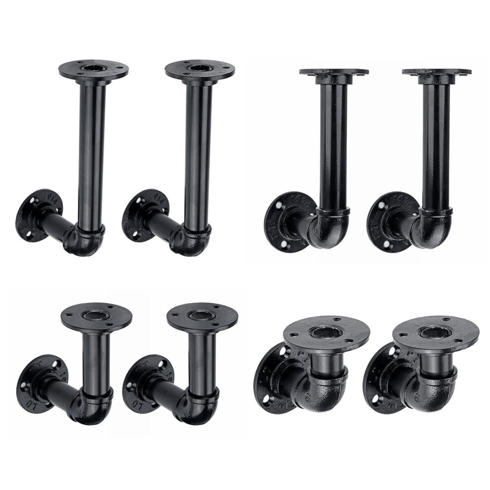 (130mm) 1 Pair of 80/130/170/210mm Steel Pipe Shelf Bracket Holder DIY Pipe Shelf Brackets