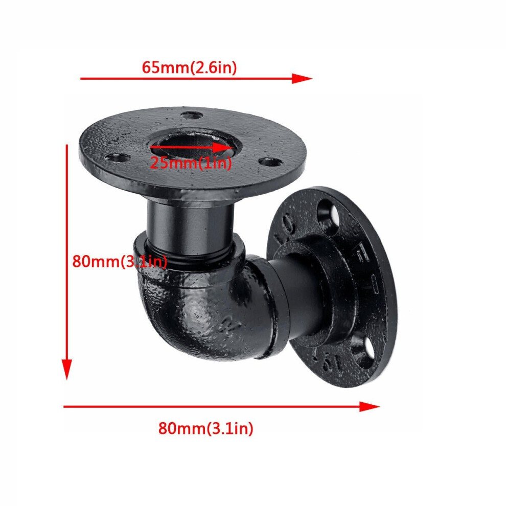 (80Mm) 1 Pair Of 80/130/170/210Mm Steel Pipe Shelf Bracket Holder Diy Pipe Shelf Brackets 3654659402493