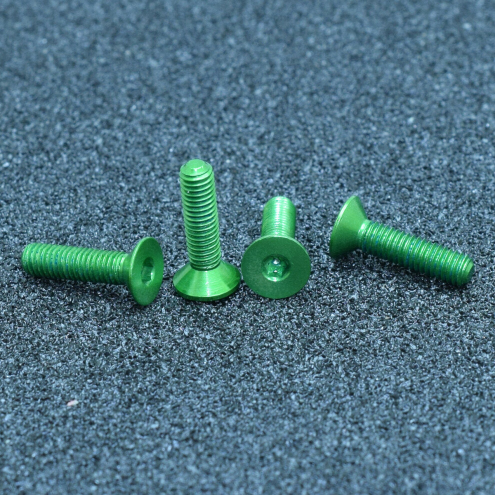 (Green) 10Pcs M3x14mm Flat Countersunk Head Hex Socket Screw 7075 Aluminum Alloy Metric Bolt Screws