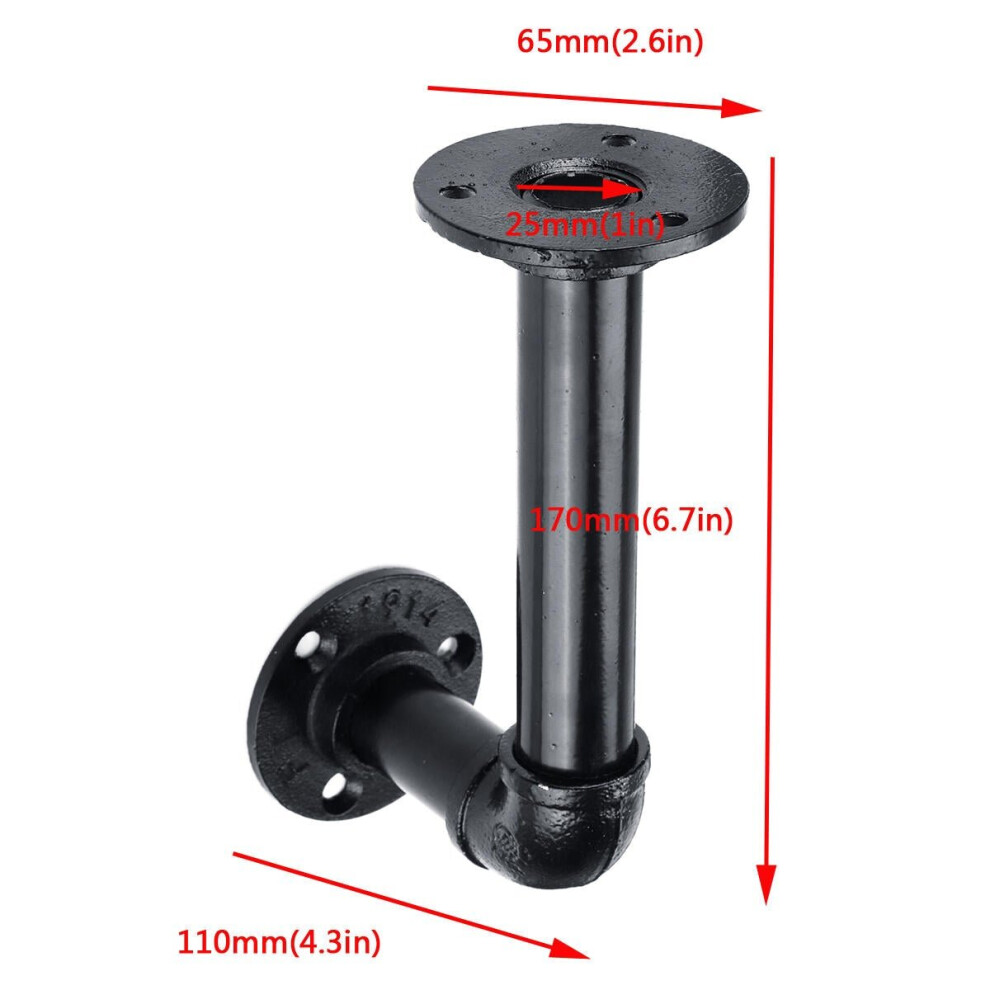 (170Mm) 1 Pair Of 80/130/170/210Mm Steel Pipe Shelf Bracket Holder Diy Pipe Shelf Brackets 3654659390356