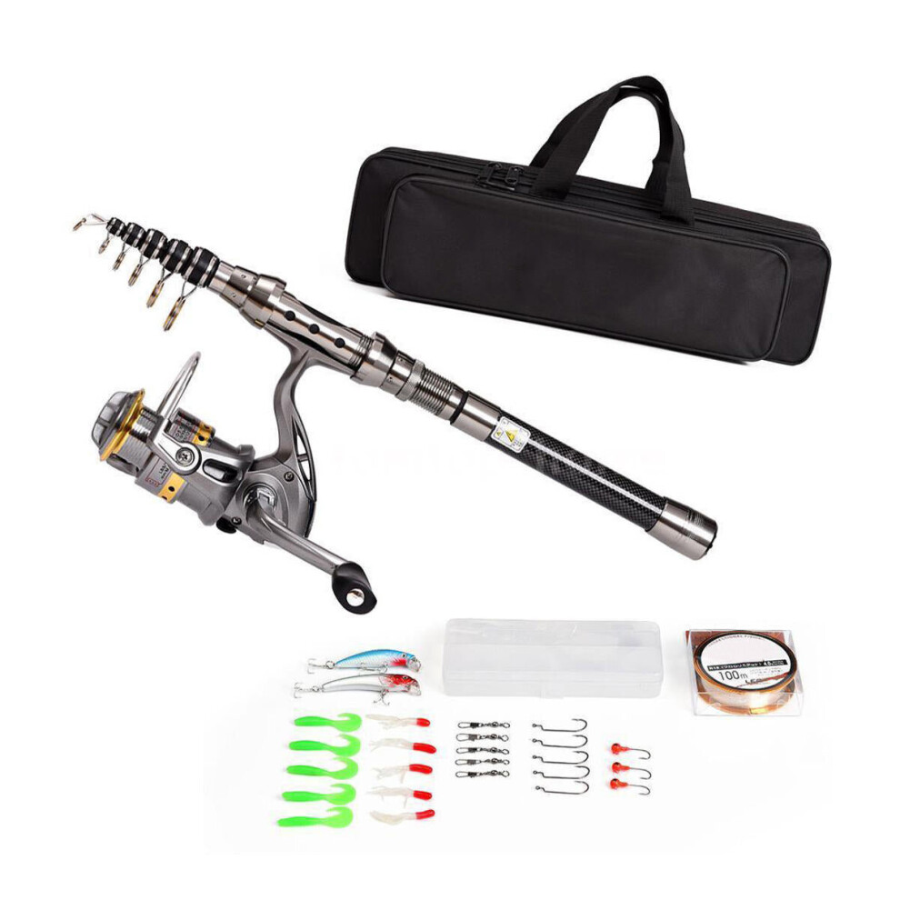 (1.5m) Telescopic Spinning Fishing Rod Reel Combo Full Kit Professional Fishing Pole Reel Set