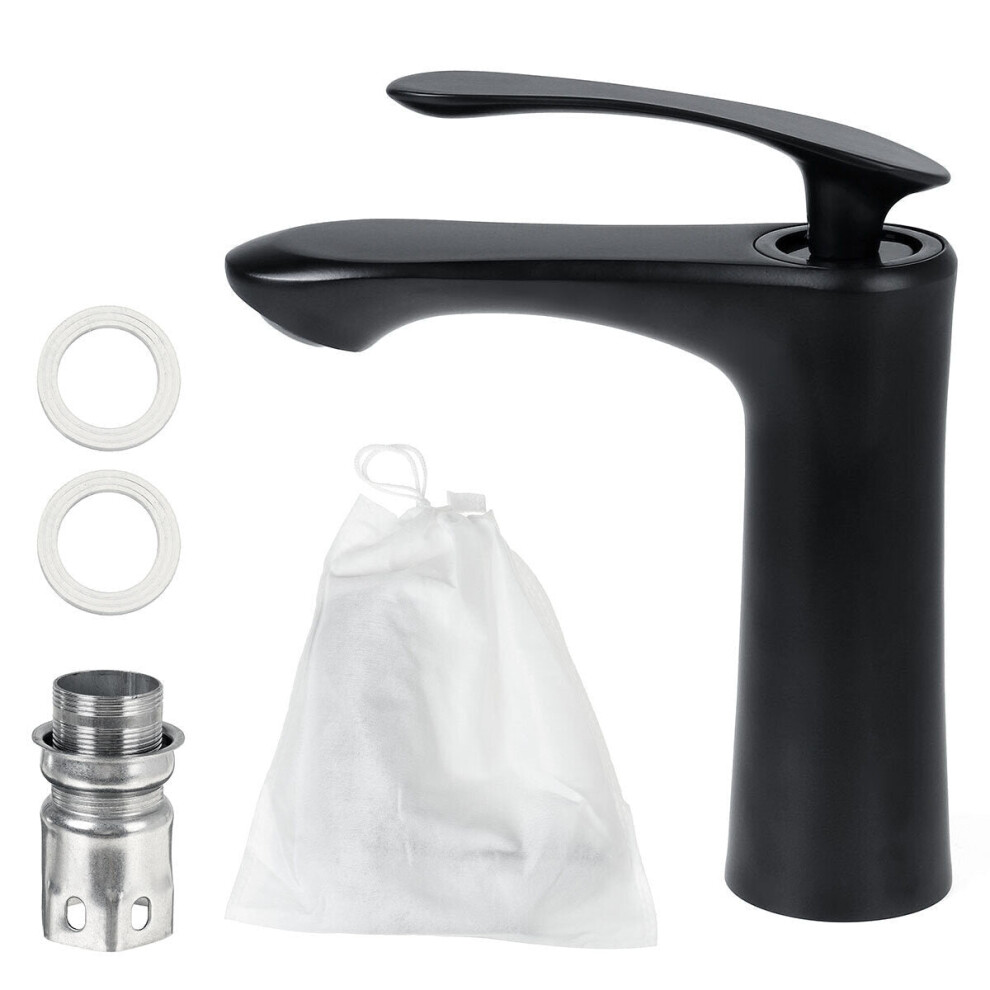 Matte Black Bathroom Sink Faucet Basin Cold/Hot Mixer Tap Single Handle