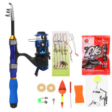 (100cm) 1/1.7/1.9/2.1m Portable Fishing Kit Set Glass Steel Telescopic Fishing Rod + Fishing Reel + Hooks For Sea Fishing