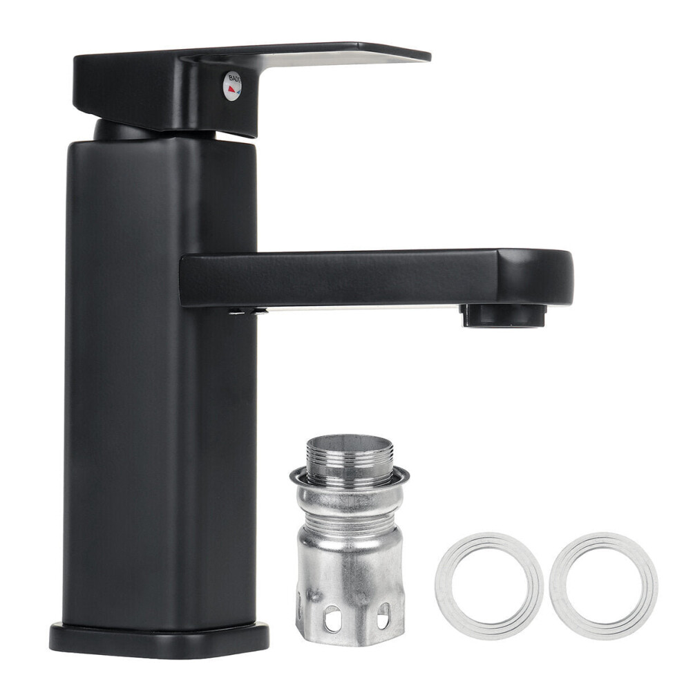 Matte Black Bathroom Sink Faucet Basin Cold/Hot Mixer Tap Single Handle