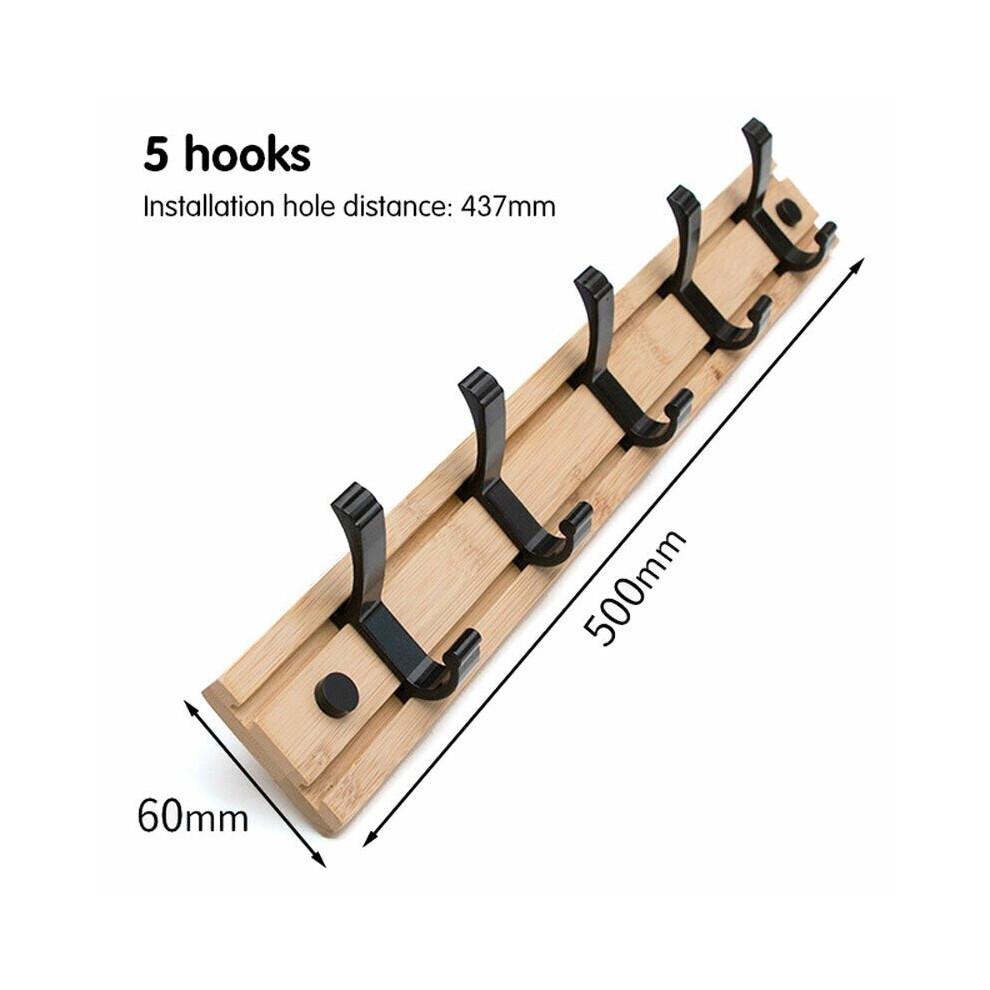 (L) 3/4/5 Hooks Wall Coat Rack Storage Hook Hat Clothes Hanger Home Bedroom Organizer