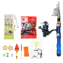 (190cm) 1/1.7/1.9/2.1m Portable Fishing Kit Set Glass Steel Telescopic Fishing Rod + Fishing Reel + Hooks For Sea Fishing