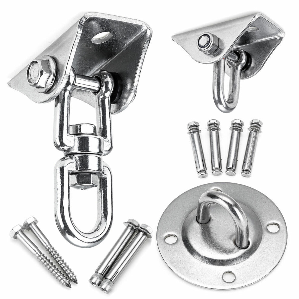 (89mm x 44mm) 3-Types 180/360 Heavy Duty Swivel Hangers Stainless Steel Swing Hooks For Yoga Hammock