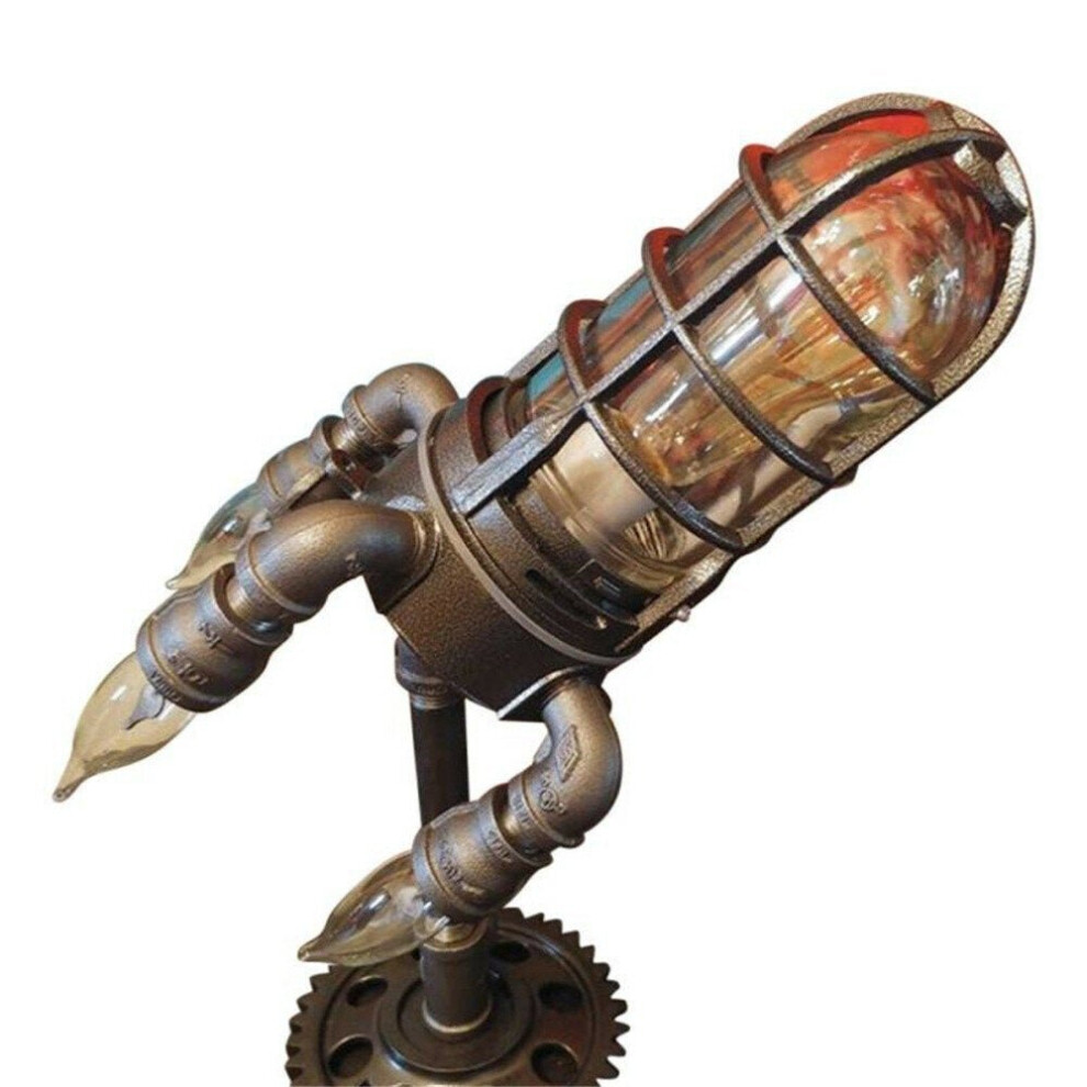 (AU Plug) Steampunk Rocket Lamp Punk Style Lights Metal Desktop Decor Ornaments Wall Decoration Light Led Light Lamp-image-OPC-P97ZG79-NEW