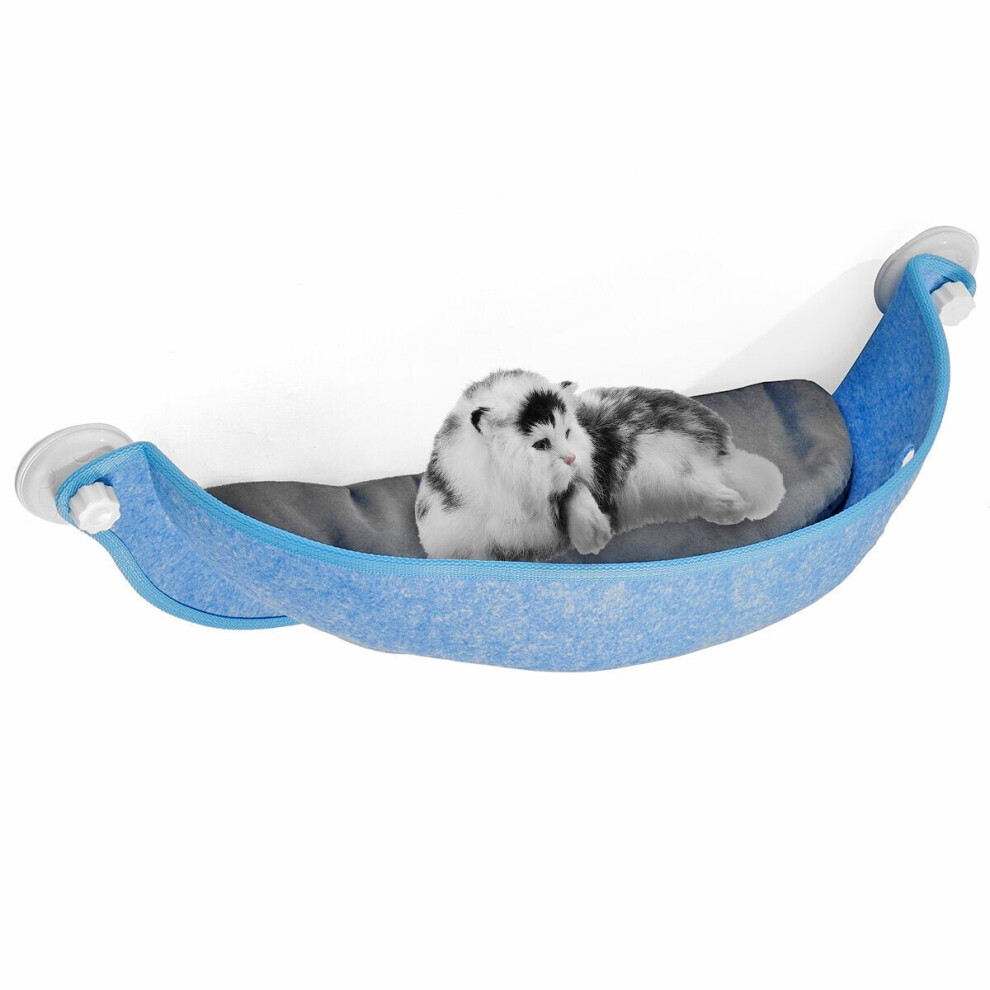 (Blue) Cat Pad Bed Cat Ferret Window Seat Pad Bed Car Pet Hammock Suction Cup Warm Perch Pet Bed