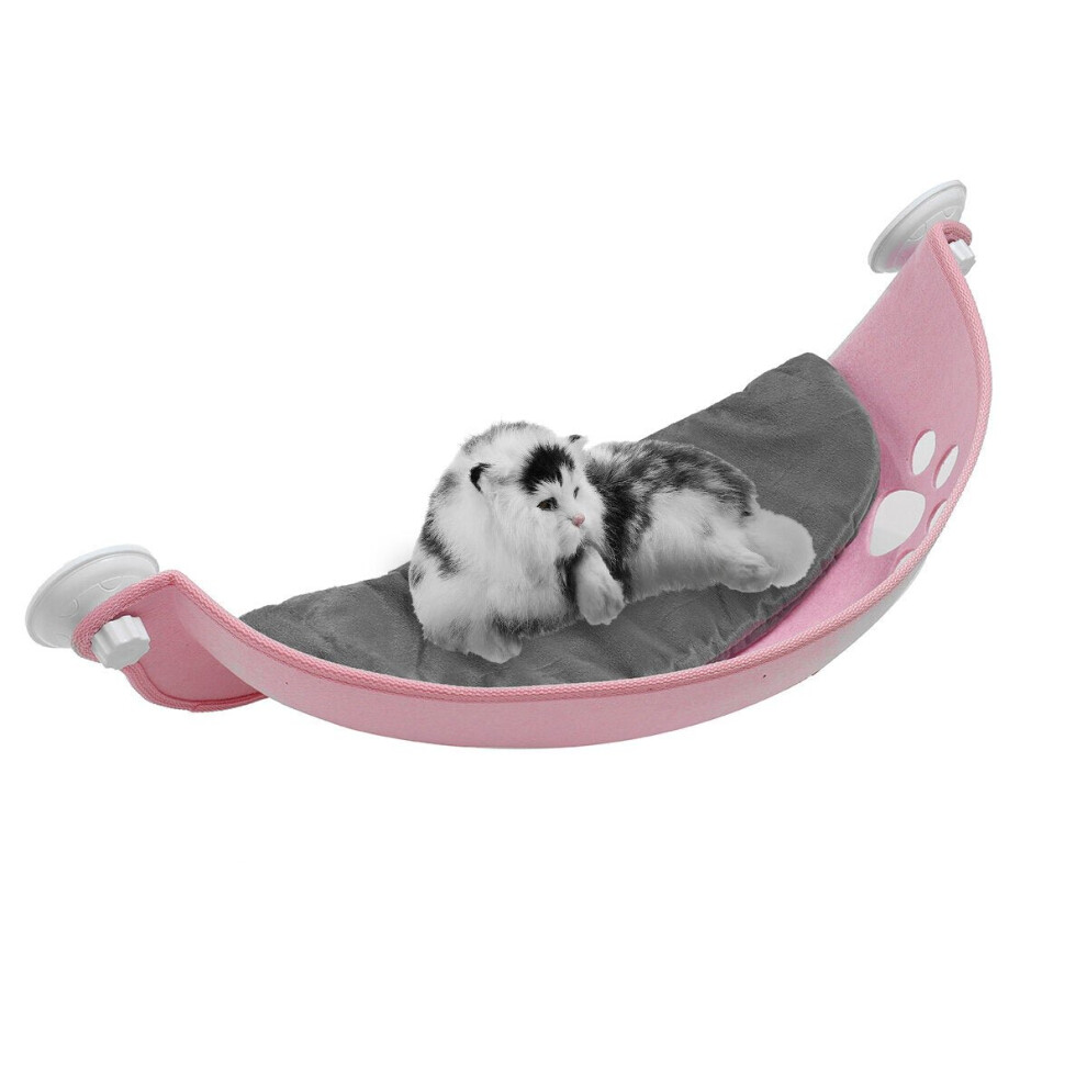 (Pink) Cat Pad Bed Cat Ferret Window Seat Pad Bed Car Pet Hammock Suction Cup Warm Perch Pet Bed