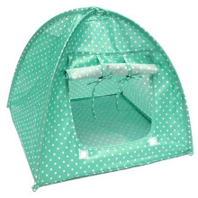 (Blue) Foldable Pet Cat Tent Playing Bed House Kitty Camp Waterproof Outdoor Dog Kennel