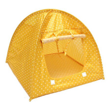 (Yellow) Foldable Pet Cat Tent Playing Bed House Kitty Camp Waterproof Outdoor Dog Kennel