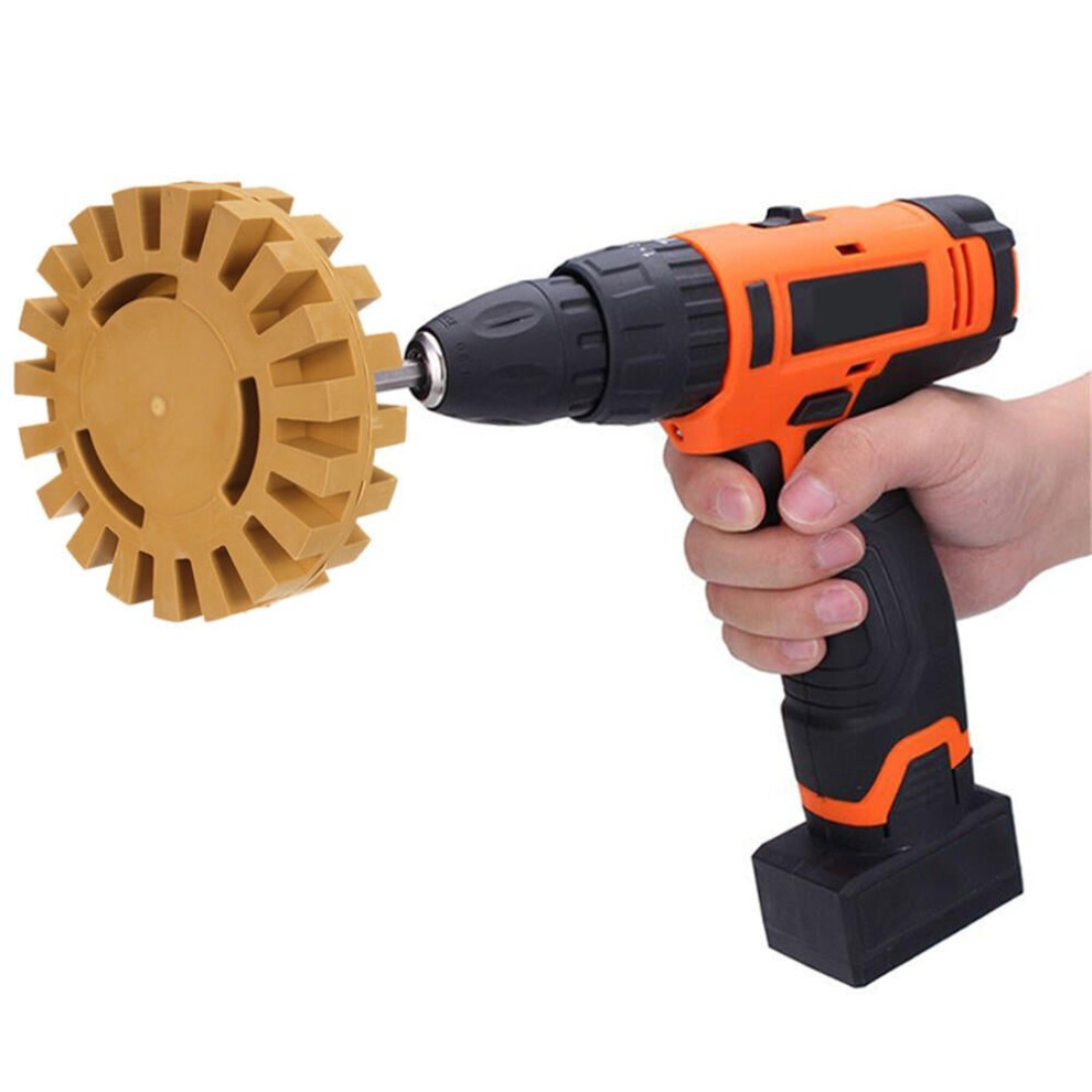 4 Inch Rubber Decal Eraser Caramel Wheel Removal with Power Drill Arbor Drill Adapter