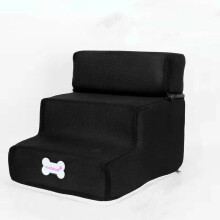(Black) 30*35*30CM 3 Steps Dog Stairs For High Bed Pet Cat Ramp Ladder W/ Removable Top