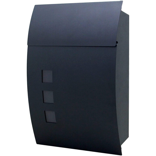 Mail Letter Post Box Lockable Wall Mounted Outdoor Steel Grey Keys