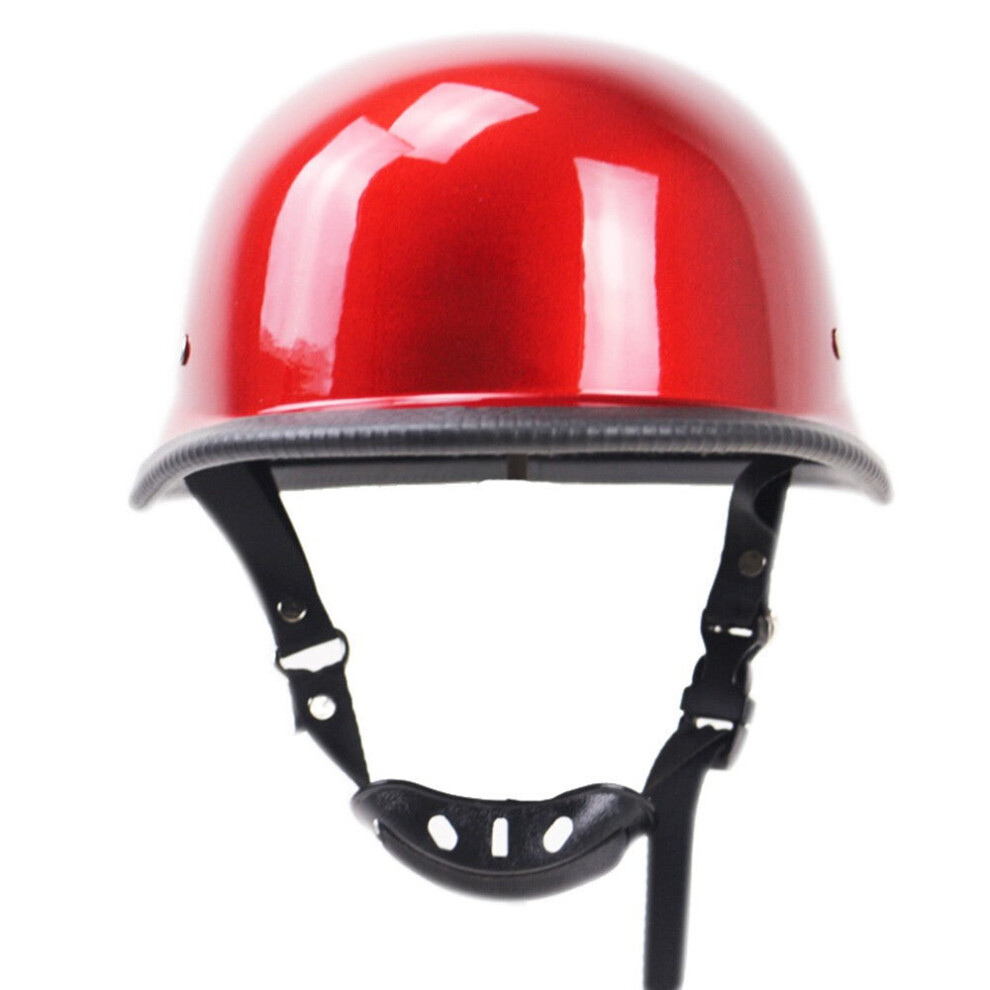 (Red, XL) Motorcycle Matte German Half Face Helmet Chopper Cruiser Biker