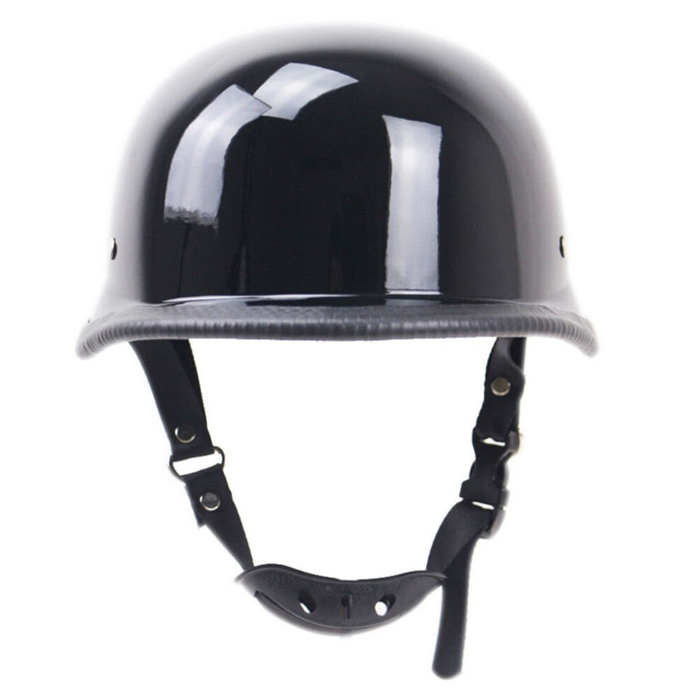 (Black, XL) Motorcycle Matte German Half Face Helmet Chopper Cruiser Biker