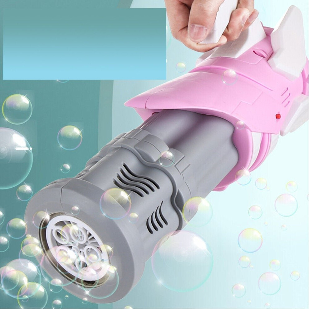 () Electric Bubble Gatling Machine Maker One Key 5-hole Output Toy with Light and Music for Kids Play Gift