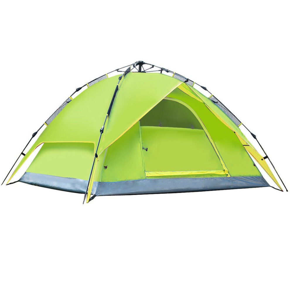 (Light Green) 3-4 People Double Layers Waterproof Breathable Automatic Tent with Bag
