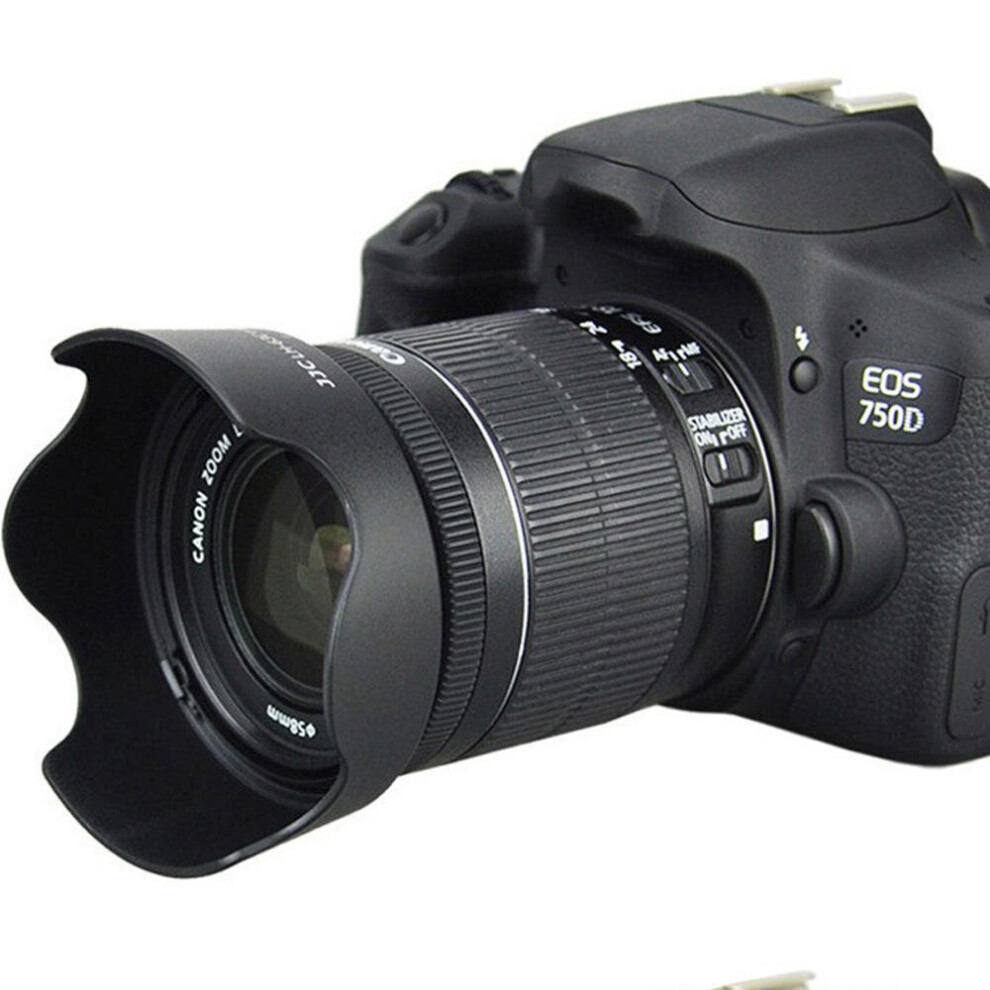 (White) Lens Hood for Canon 100D/200D/750D/760D Lens 18-55 for STM Hood 58mm