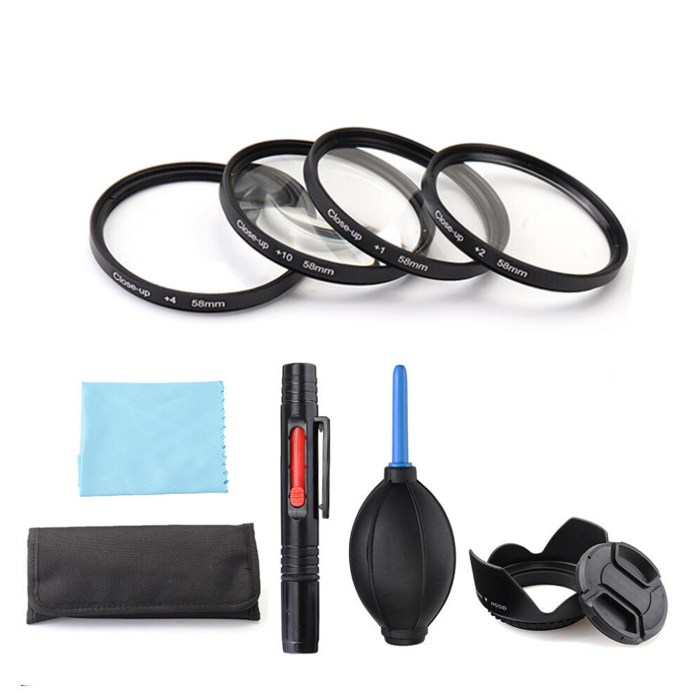 (67mm) Close-up +1/+2/+4/+10 49/52/55/58/62/67/72/77mm Lens Filter Storage Bag Lens Hood Cap Blower Brush Kit Set
