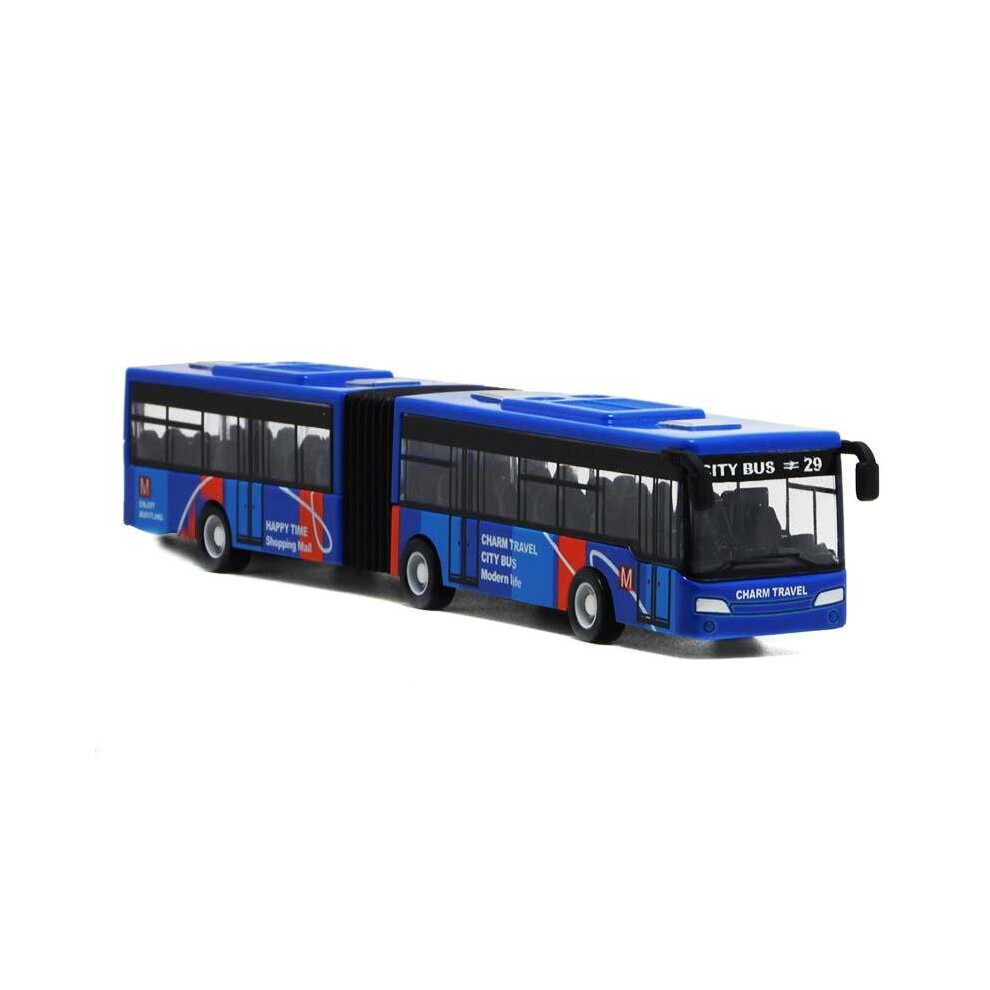 (Blue) 18.5cm 7.3" Alloy Bus 1:32 Diecast Model Toy Car Kid Gift House Play