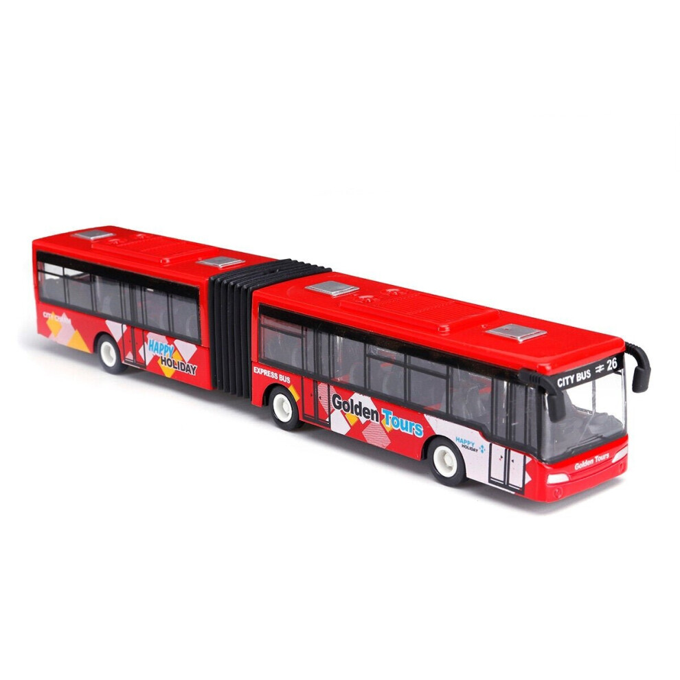 (Red) Blue/Red/Green 1:64 18cm Baby Pull Back Shuttle Bus Diecast Model Vehicle Kids Toy