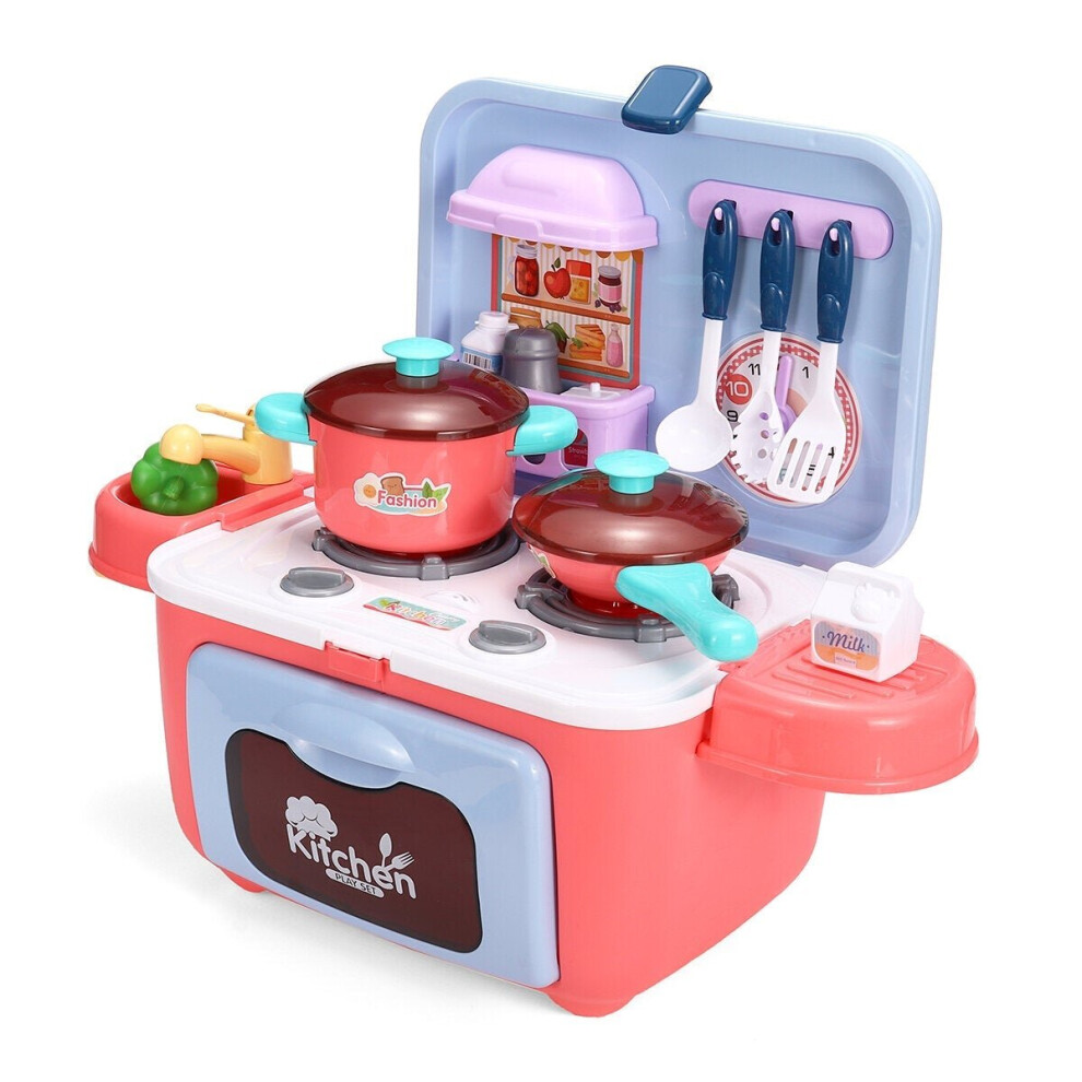 () 22/26 Pcs Simulation Mini Kitchen Cooking Play Fun Educational Toy Set with Realistic Lighting and Sound Effects for Kids Gift