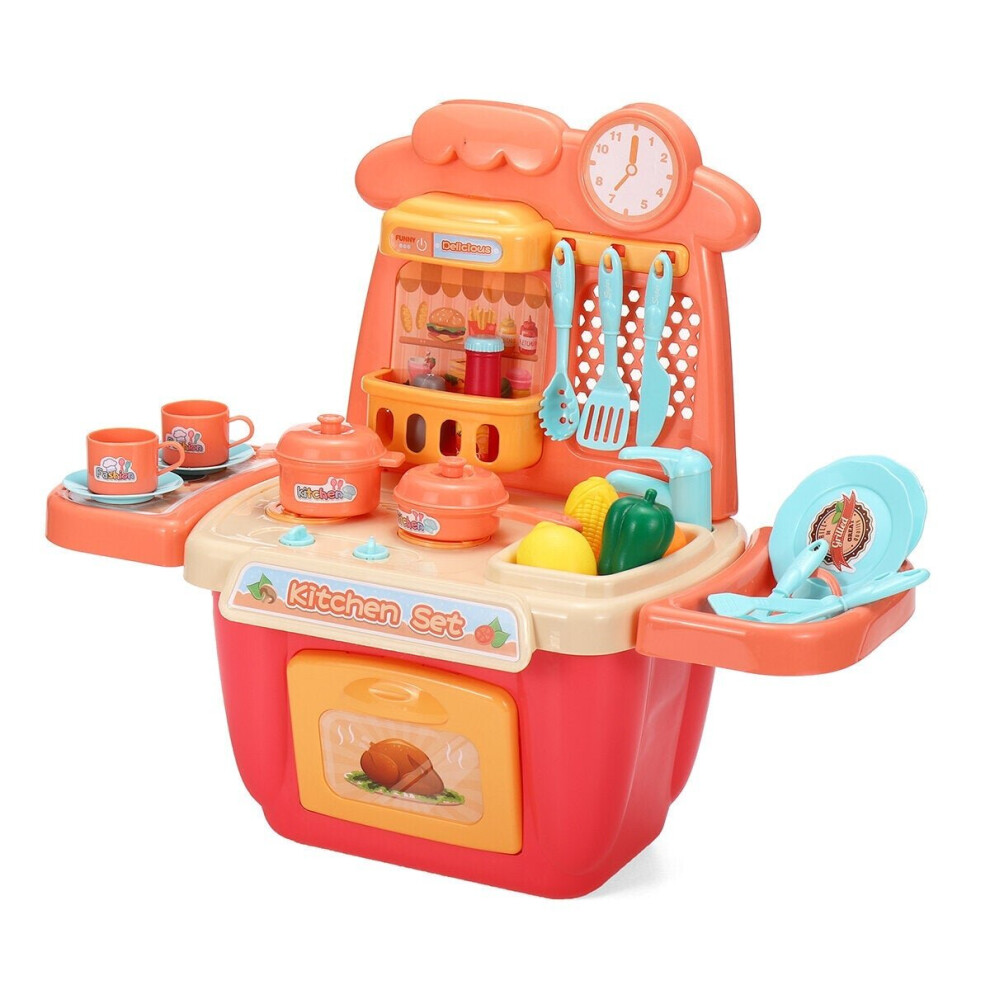 () 22/26 Pcs Simulation Mini Kitchen Cooking Play Fun Educational Toy Set with Realistic Lighting and Sound Effects for Kids Gift