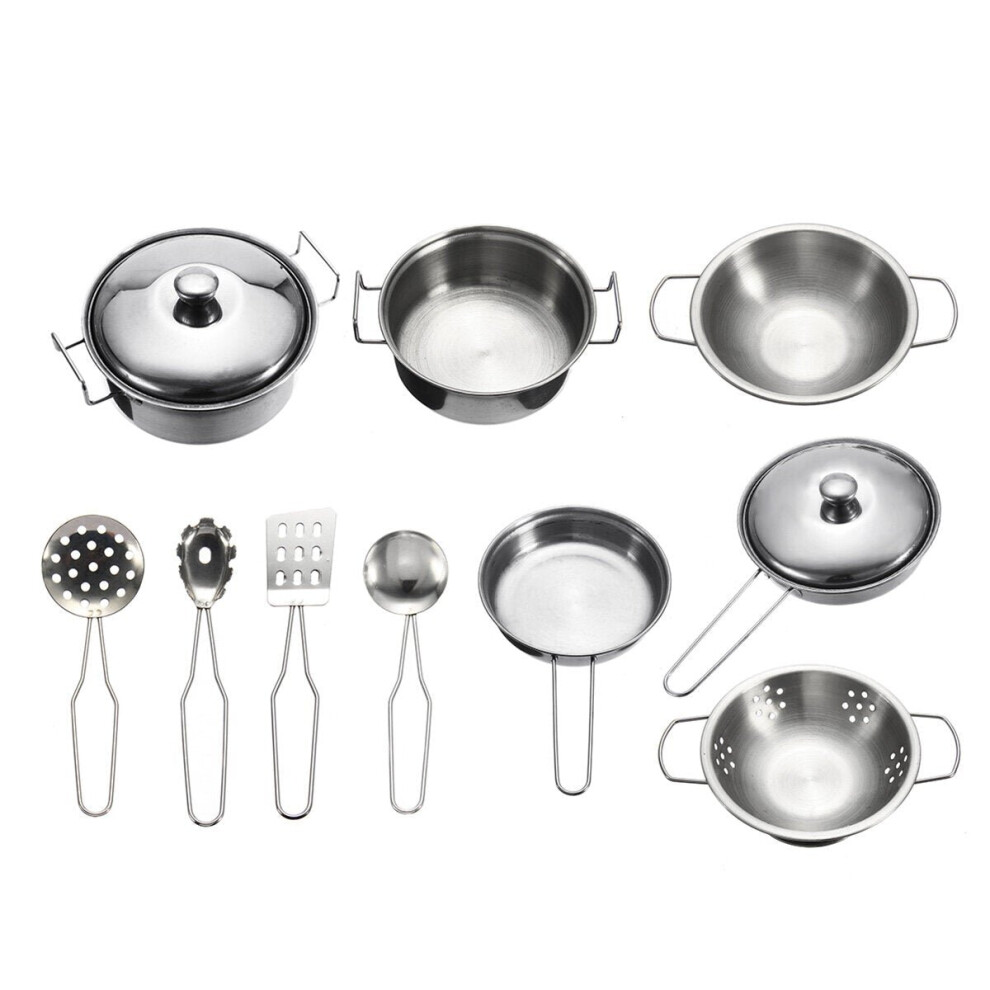 Photos - Role Playing Toy GreenZech 10pc Stainless steel Cookware Kitchen Cooking Set Pot Pans House Play Toy For Children 