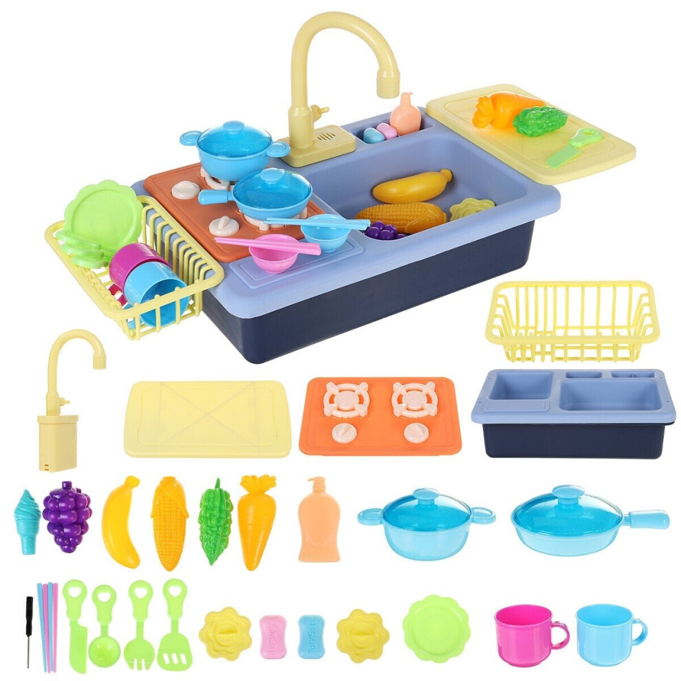 Children's Kitchen Toy Kid Simulation Spray Water Dinnerware Pretend Play Cooking Table Set Gifts