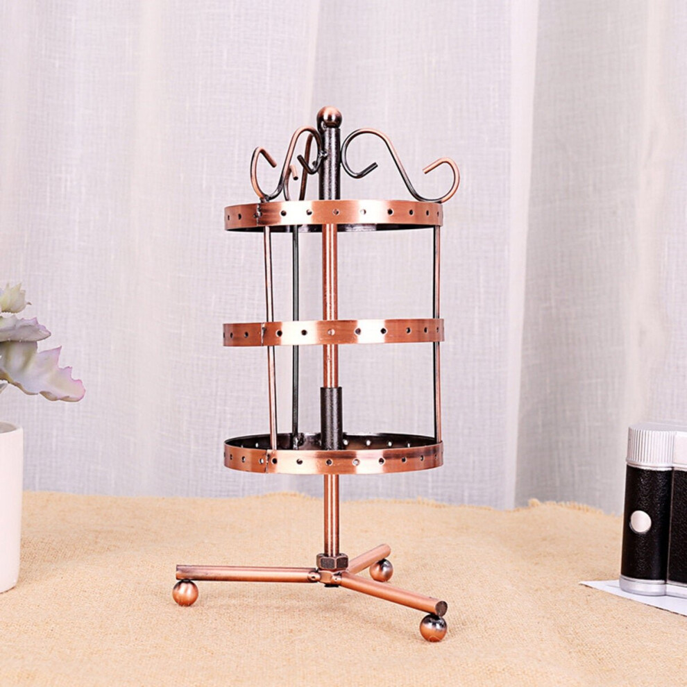 () 81 Holes 3-tiers Rotating Iron Jewelry Rack Earrings Rings Display Stand Tools Kit