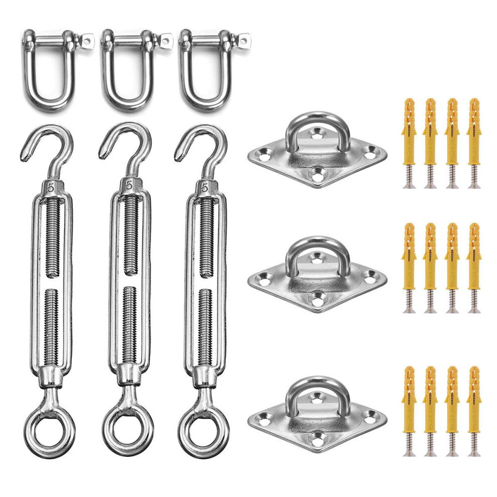 21Pcs Sun Shade Sail Accessories for Triangle or Square Shade Sail Replacement Fitting Tools Kit