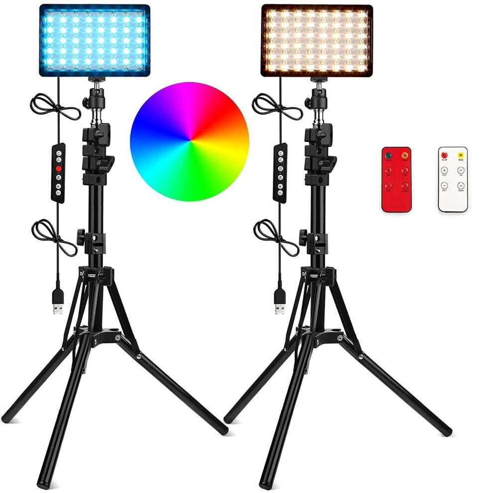 (B) LED USB Video Light Lamp with Adjustable Tripod Remote Control for YouTube Photography Game Live Broadcast TikTok 2500-6500K