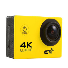 (Yellow) Wireless Wifi Camera HD 4K Waterproof Wide Angle 2.0 Inch Screen for Outdoor Sports Camera